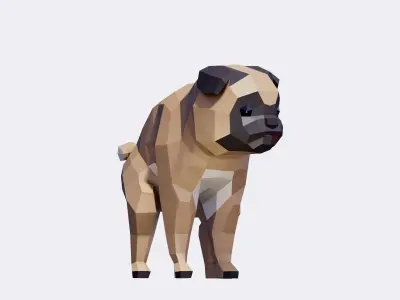 Low Poly Pug Dog Low-poly 3D model