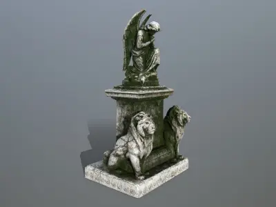 statue 4 lion Low-poly 3D model