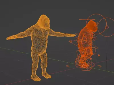 Gorilla Mixamo rigged with mouth and eye controlar 3D model Low-poly 3D model