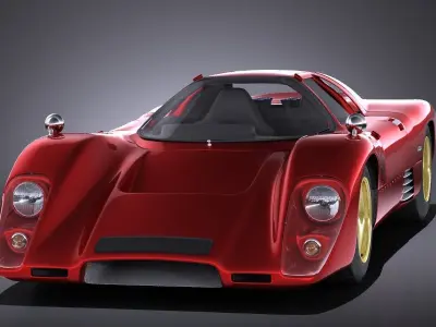 Mclaren M6GT 1969 24h lemans race car VRAY 3D model