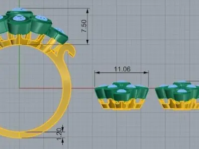 Bezel Earring Ring Set 2440 3D print model