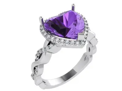 Heart Halo Twisted Ring 3410 3D print model