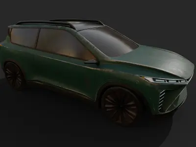 damaged crossover car 3D model