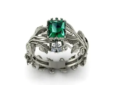 Ai Concept leaves ring 3D print model