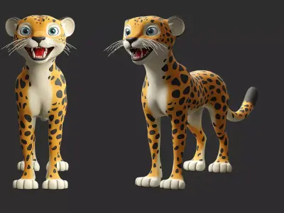 Stylized Cheetah Low-poly 3D model