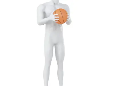 Abstract mannequin with basketball ball 158 3D model