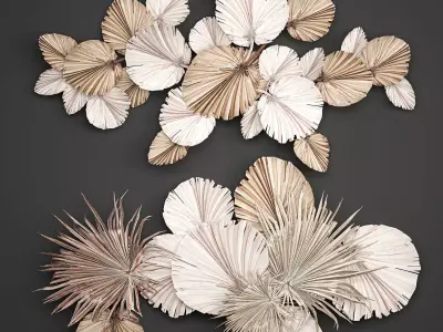 Wall panel made of dry palm leaves 224 3D model