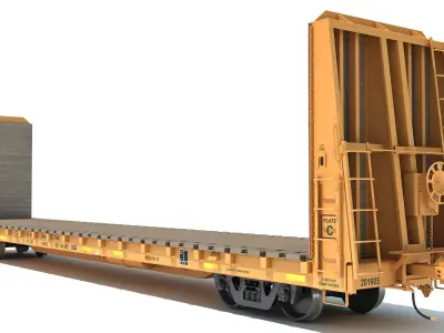 Bulkhead Flat Rail Car 3D model