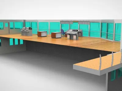 Navigation room container bulkcarrier cargo ship 3D model
