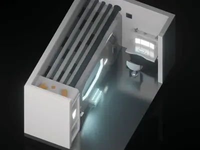 Low Poly Sci-fi Room Free low-poly 3D model