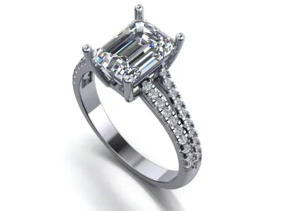 emarald engagement ring 3d model printable model 3D print model