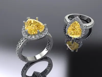 Jewelry Ring Gold Pear 3D print model