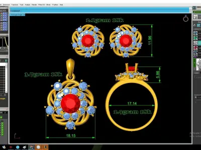 Luxury Floral Gemstone Jewelry Set 3D Model 3146 3D print model
