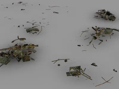 Rusty Metal Debris Car Truck Parts Pipe Door Bolt Lowpoly Low-poly 3D model