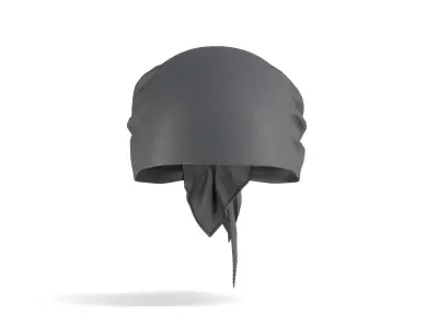 Headwrap Black Bandana - cotton pirate headscarf cap 3D model