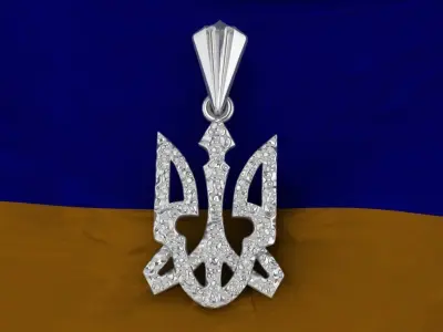 Trident ukrainian diamond pendant 3D print model