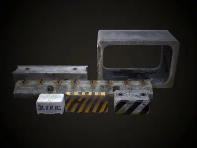 Concrete Blocks Pack Free low-poly 3D model