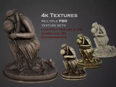 statue of Venus and Cupid  Low-poly 3D model