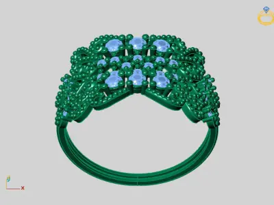 Women Ring Diamond Stone STL 3DM Lightweight Printable 3D print model 58