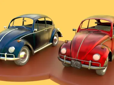 Wolkswagen beetles pack Low-poly 3D model
