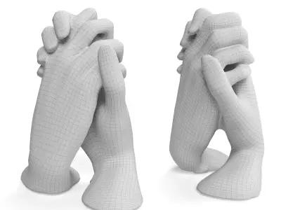 Holding hands sculpture 3D model