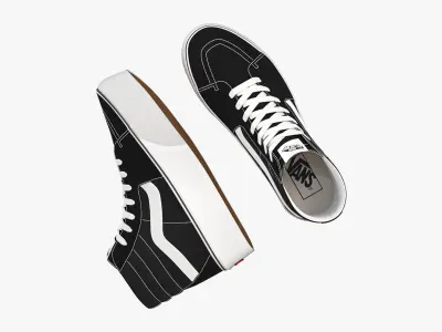 Vans Sk8-Hi Platform Black and White 3D model