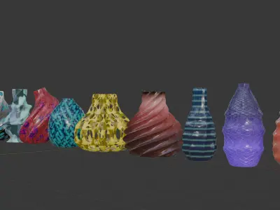 Pack of 10 3D Vases 3D model