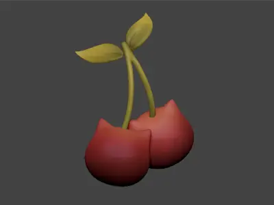 3D Kawaii Cherries Low-poly 3D model