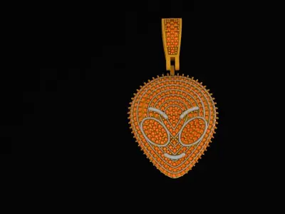 Luxury Alien Head Pendant 3D print model