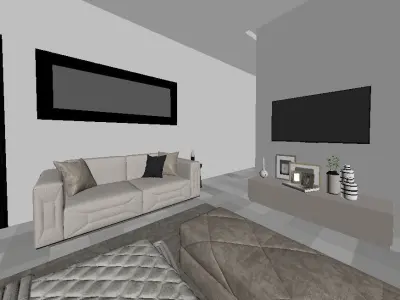 BEDROOM with walls and furniture 3D model