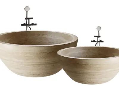 Sheerdecor Sfera Travertine Stone Bathtub 3D model