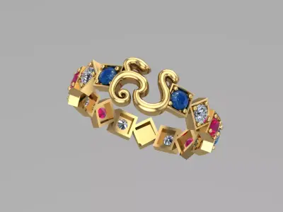 Alphabet Khmer Ring 3D print model