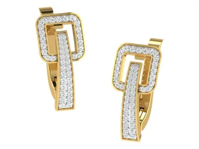 Solitaire Women Drop Earring 3dm STL OBJ FBX Render Details 3D print model purchase