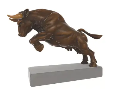 Charging Bull Sculpture Dynamic Bronze-Style Statue 3D print model