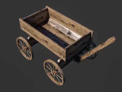 Old wooden cart Free 3D model