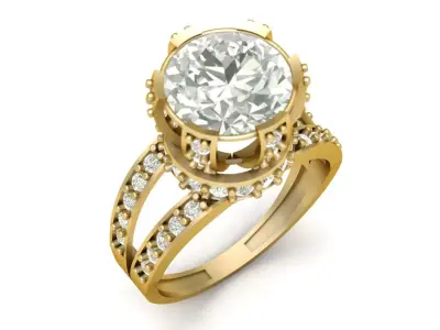 LUXURY SOLITAIRE ENGAGEMENT RING 3D PRINTABLE MODEL 3D print model