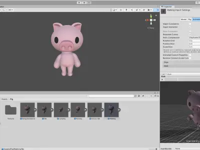 Little Pig Animated Cute 3D Models For Games And Animations Low-poly 3D model