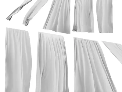 Curtain set in the wind  Low-poly 3D model