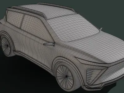 damaged crossover car 3D model