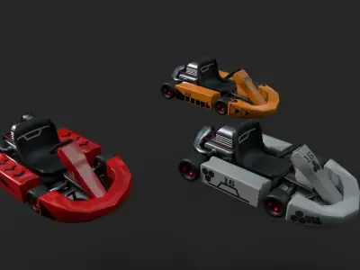 Kart Model pair of racing cars Low-poly 3D model