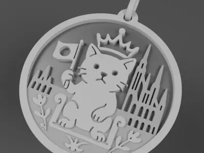 Cat Symbol Wood Ornament Macskas fadisz 3D print model