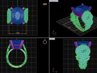 Peacock ring 3D model
