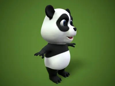 cartoon panda bear Low-poly 3D model