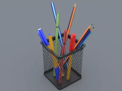 Office Pencil Cup Low-poly 3D model