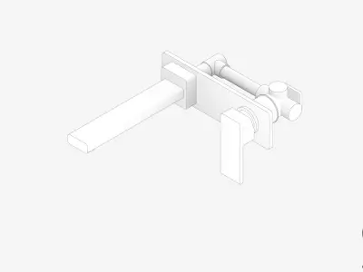 Wall Mixer Set - Luxury - Round - Basin Low-poly 3D model