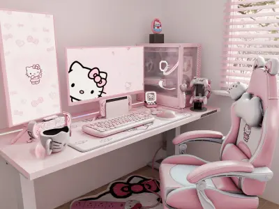 Hello Kitty Bedroom Blender Scene 3D model