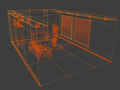 Retro Modern Luxury Living Room Scene 3D model