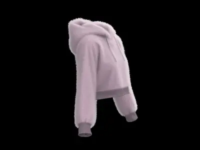 Female raglan crop hoodie 3D model