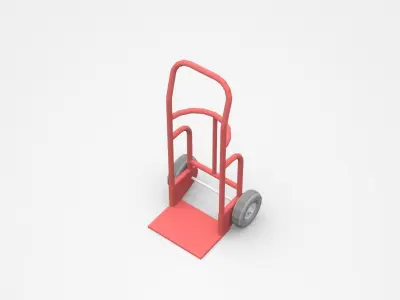 Red Hand Truck Of Higher Scale Volume 3D model