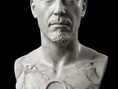 Marble Bust Bearded Philosopher Classical Sculpture Modern Twist Low-poly 3D model